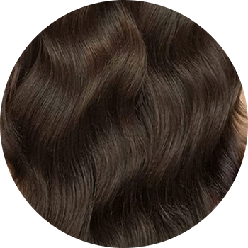 Close-up of dark brown hair with a white background