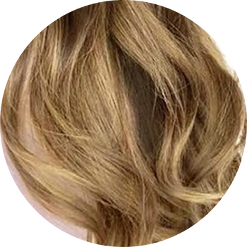 Close-up of blonde hair with a white background