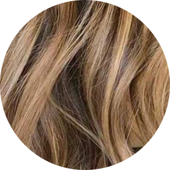 Close-up of brown and blonde hair color swatch