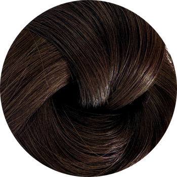 Close-up of dark brown hair extension on a white background