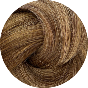 Close-up of brown hair color swatch