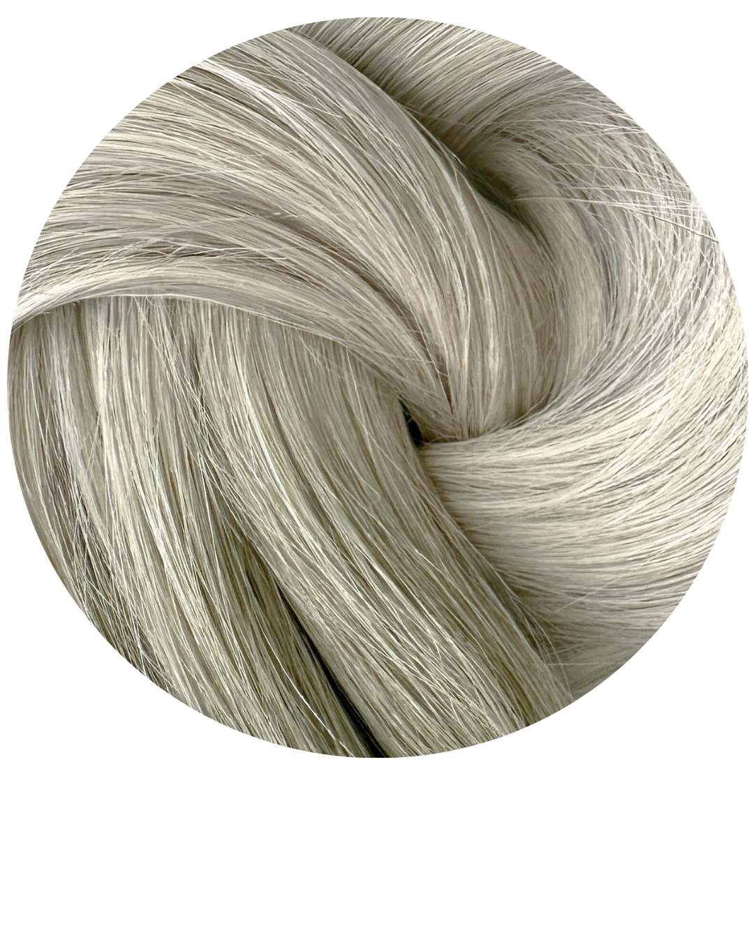 Close-up of ash blonde hair color swatch on a white background