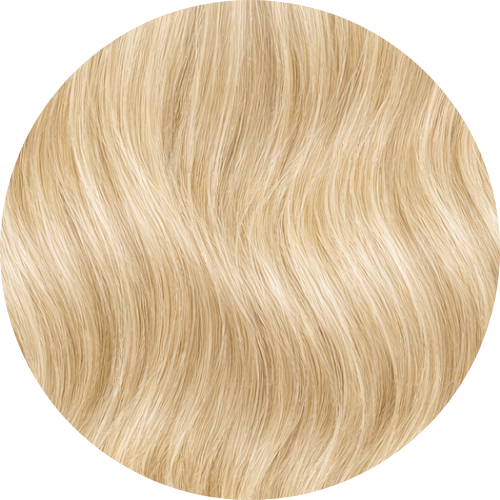 Close-up of light blonde hair color swatch