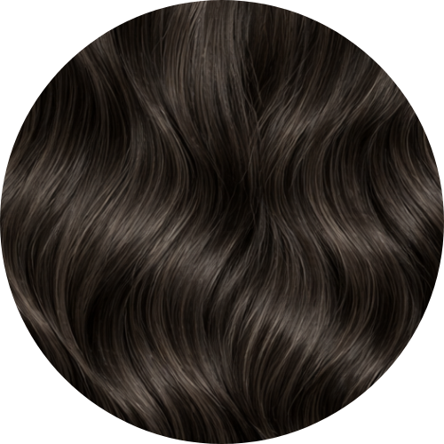 Close-up of dark brown hair with a circular border