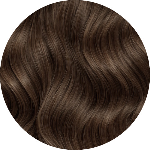 Close-up of dark brown hair with a circular border