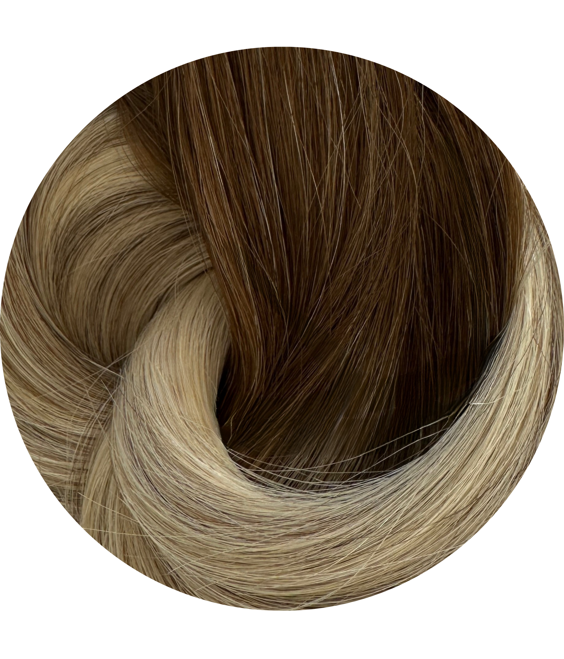 Hair color swatch transitioning from brown to blonde