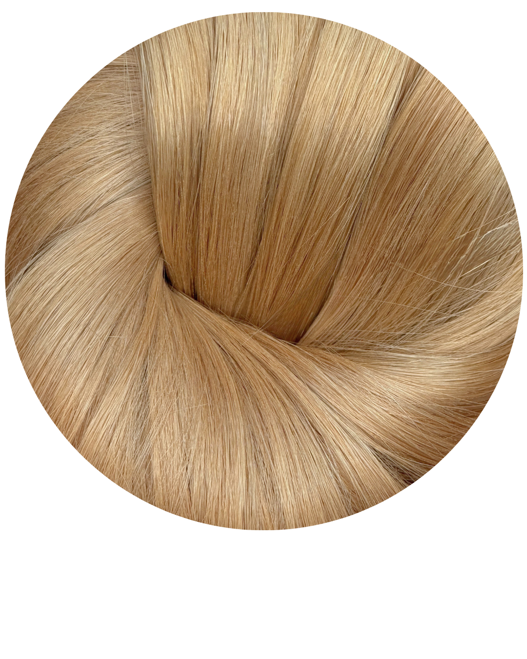 Close-up of light brown hair color swatch