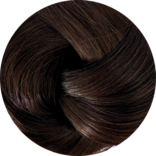 Close-up of dark brown hair color swatch