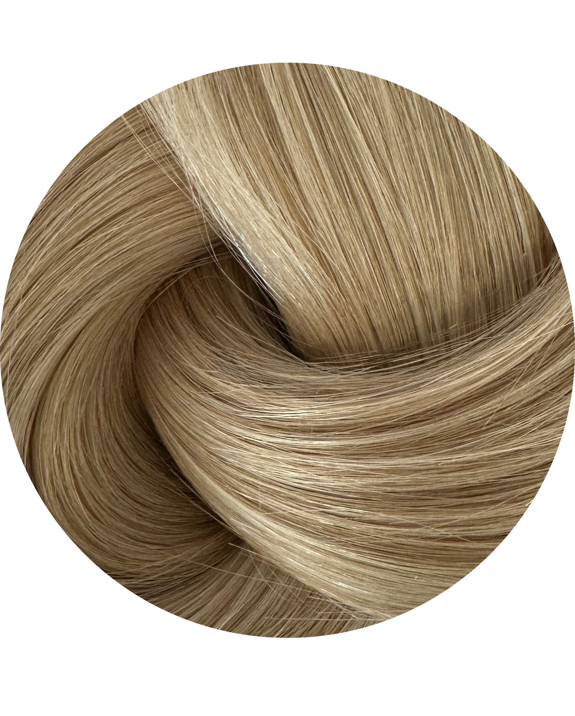 Close-up of blonde hair extension swatch