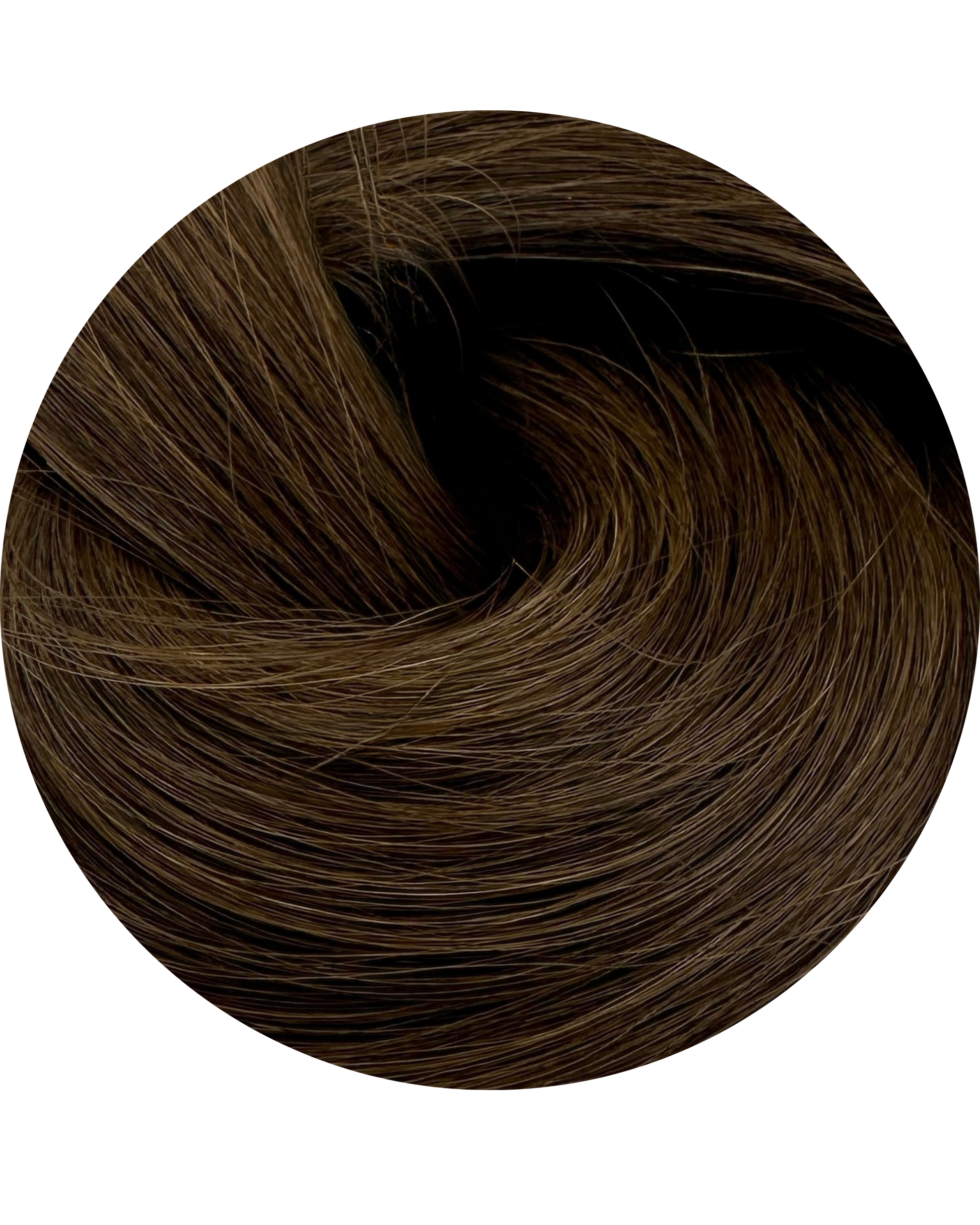 Close-up of brown hair extensions 
