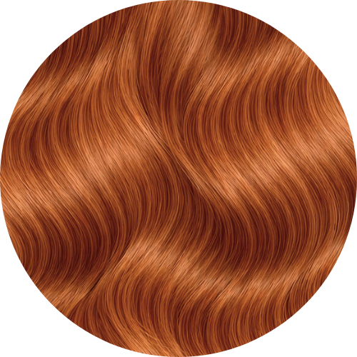 Close-up of wavy red hair on a white background