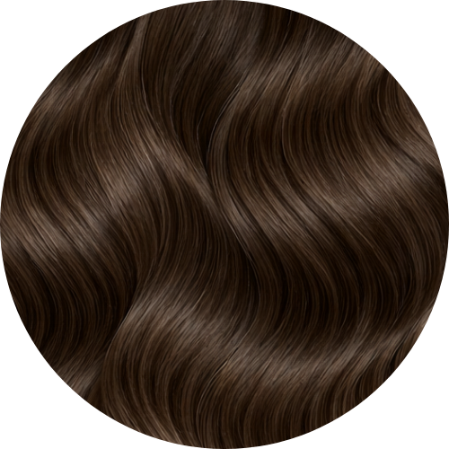 Close-up of dark brown hair with a circular border